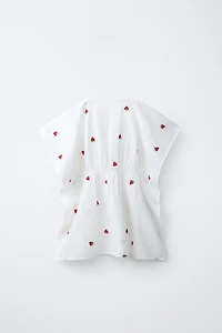 EMBROIDERED STRAWBERRY CAFTAN