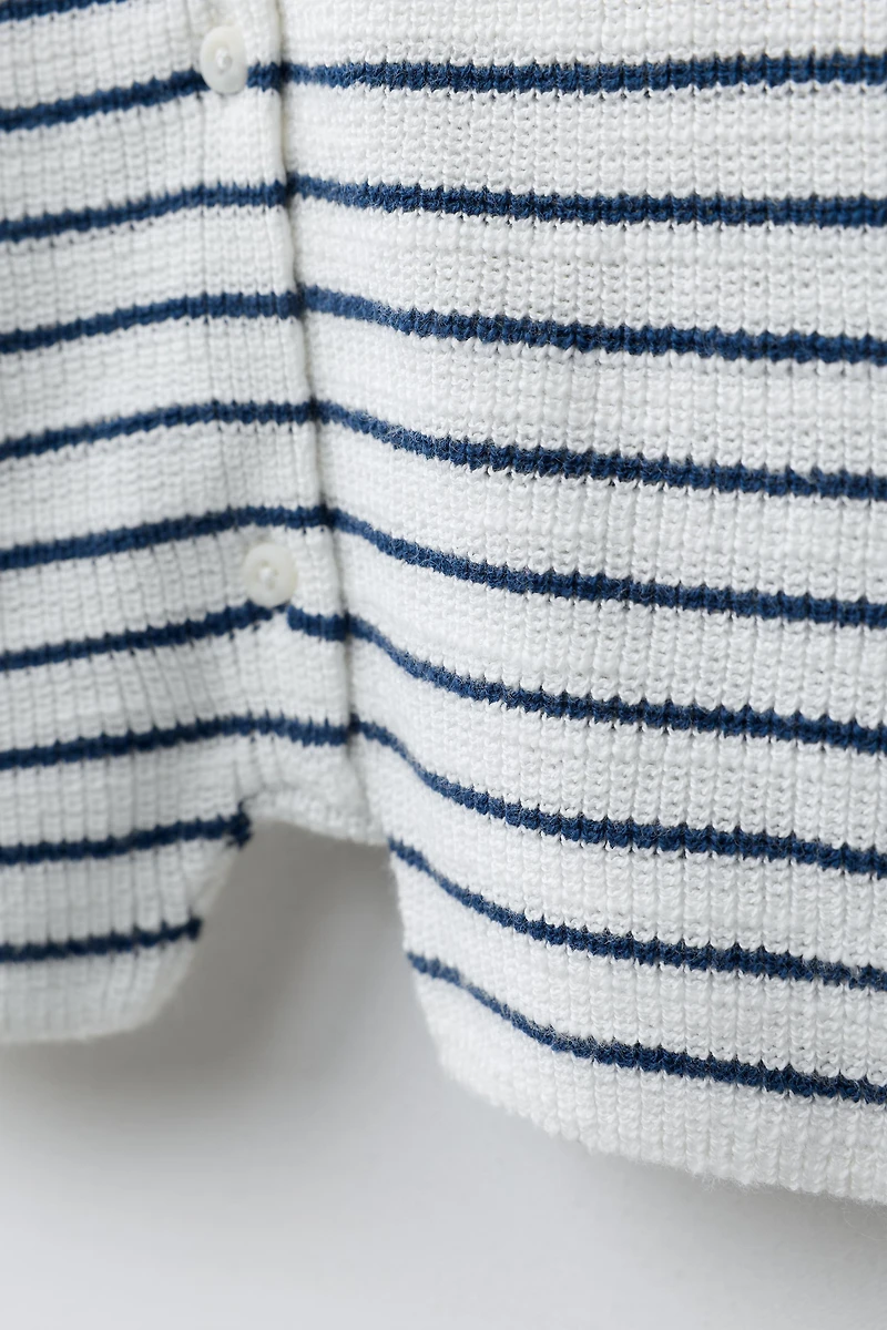 STRIPED PEARL KNIT SHORT JUMPSUIT