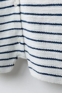 STRIPED PEARL KNIT SHORT JUMPSUIT