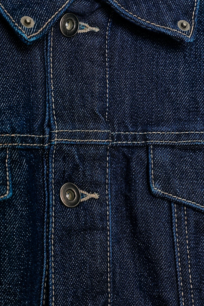 FAUX LEATHER DENIM EFFECT JACKET