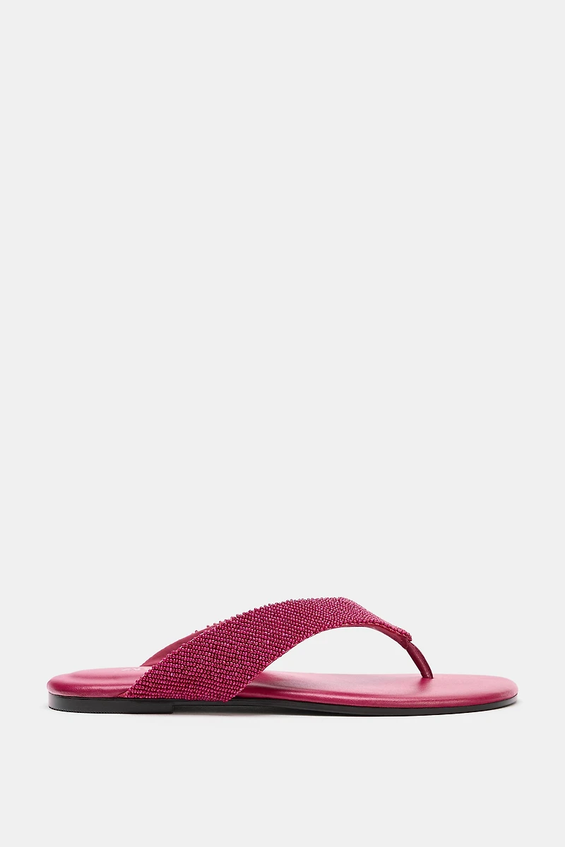 BEADED FLAT SANDALS