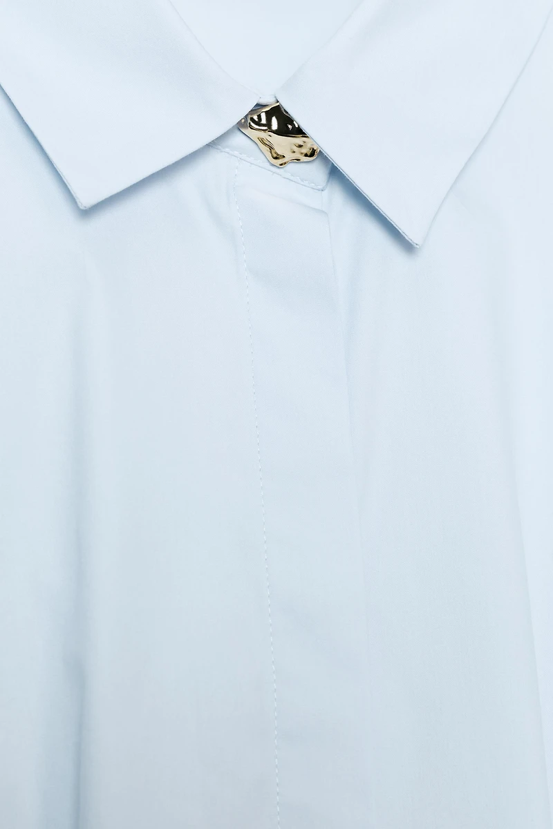 PLEATED POPLIN SHIRT