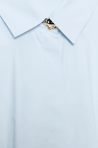 PLEATED POPLIN SHIRT