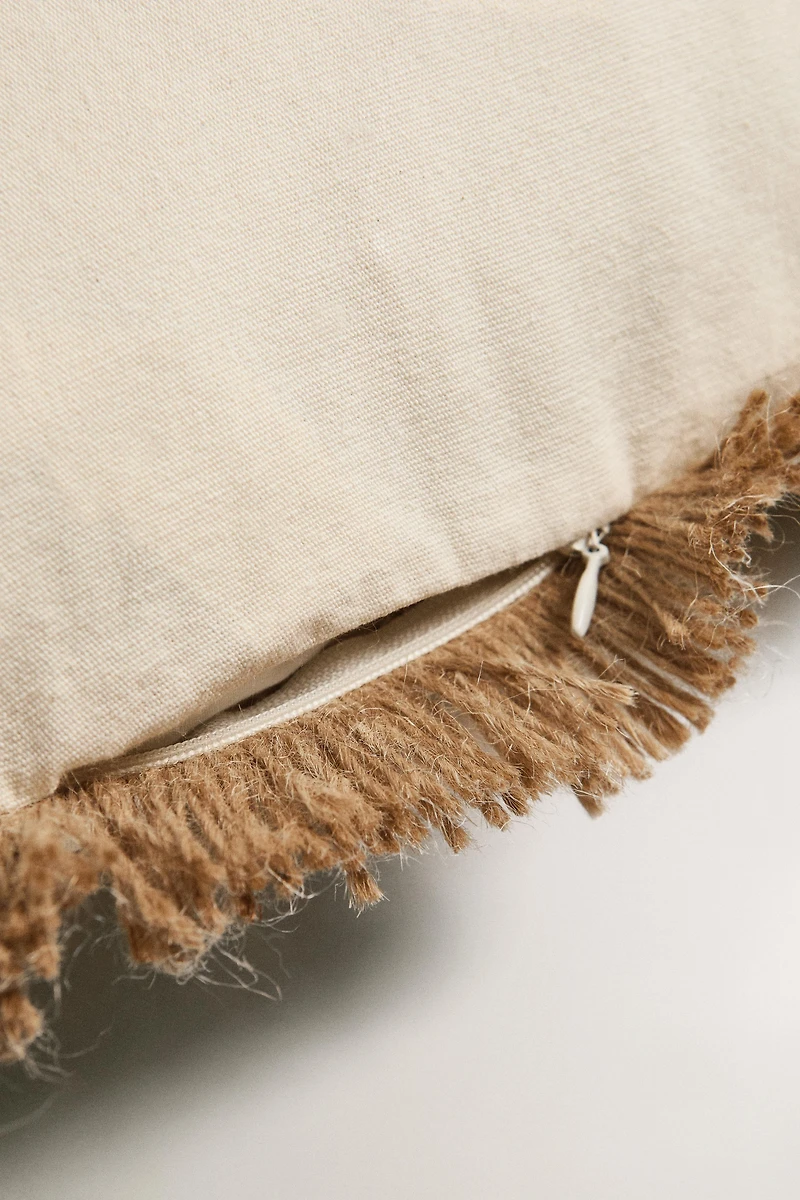 FRINGED JUTE THROW PILLOW COVER