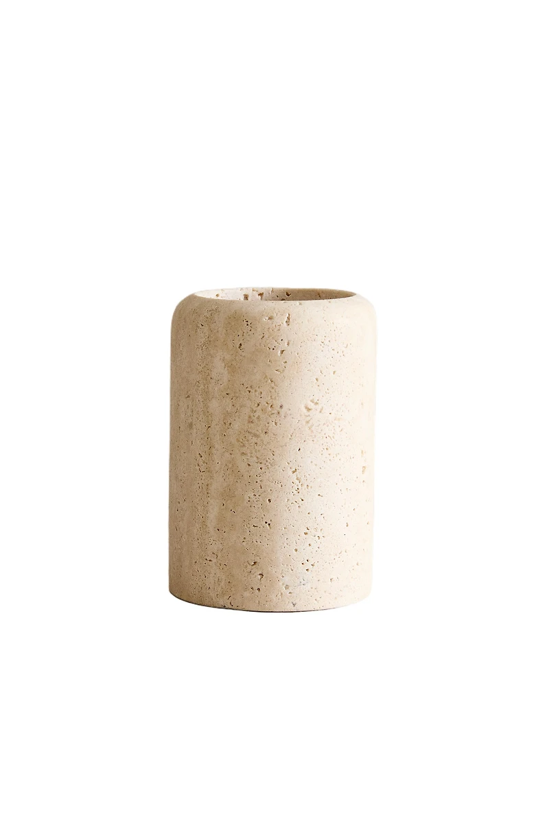 BEIGE MARBLE TOOTHBRUSH TUMBLER
