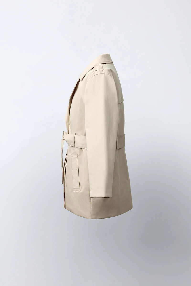 QUILTED PLAID LINED TRENCH COAT