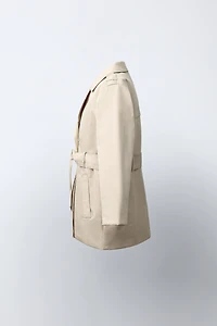 QUILTED PLAID LINED TRENCH COAT