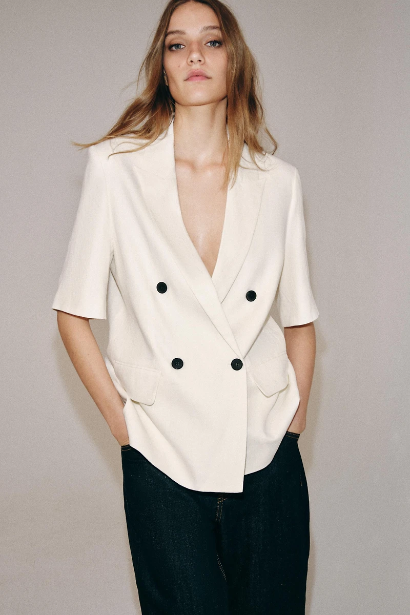 ZW COLLECTION SHORT SLEEVE LINEN BLAZER