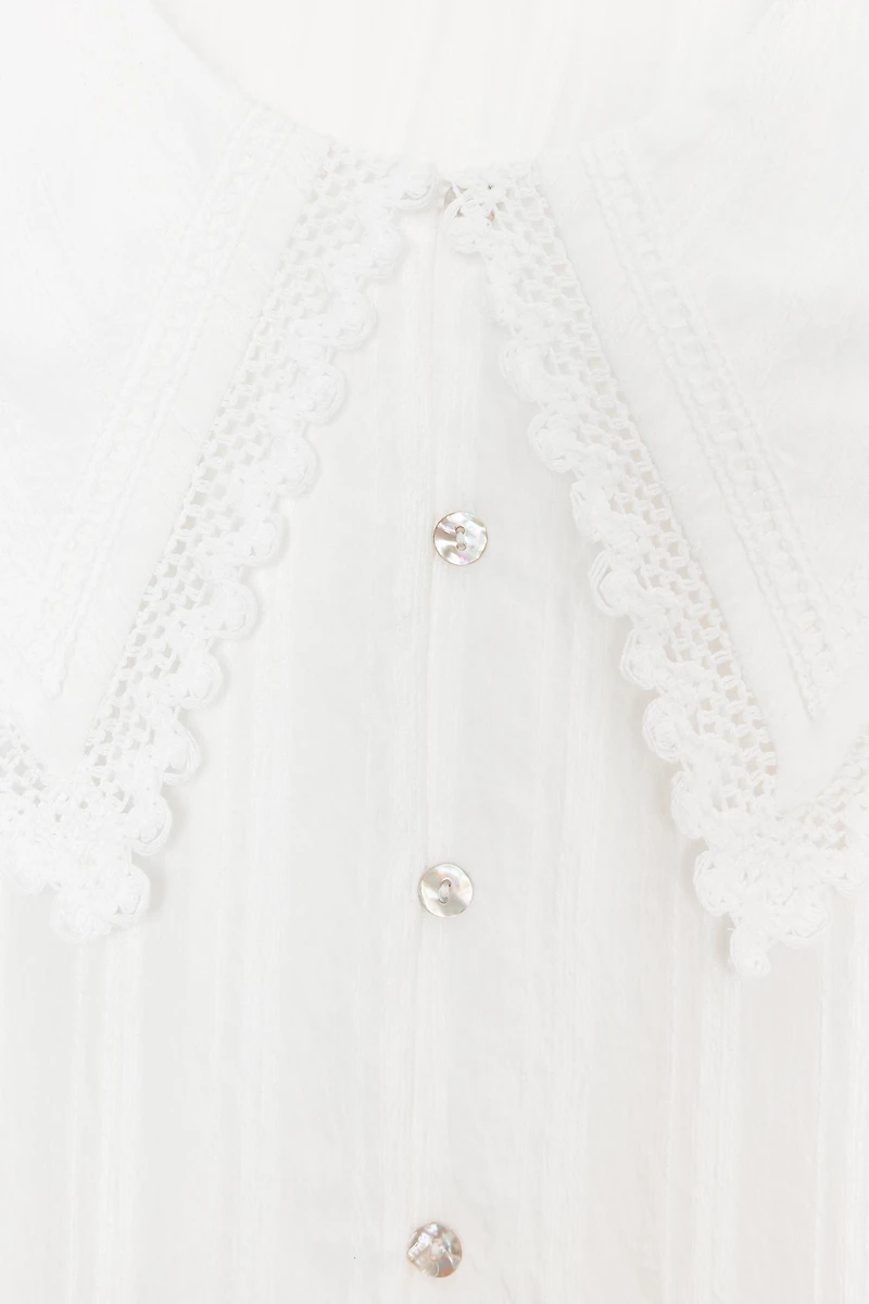 LACE TRIM PETER PAN COLLAR SHIRT