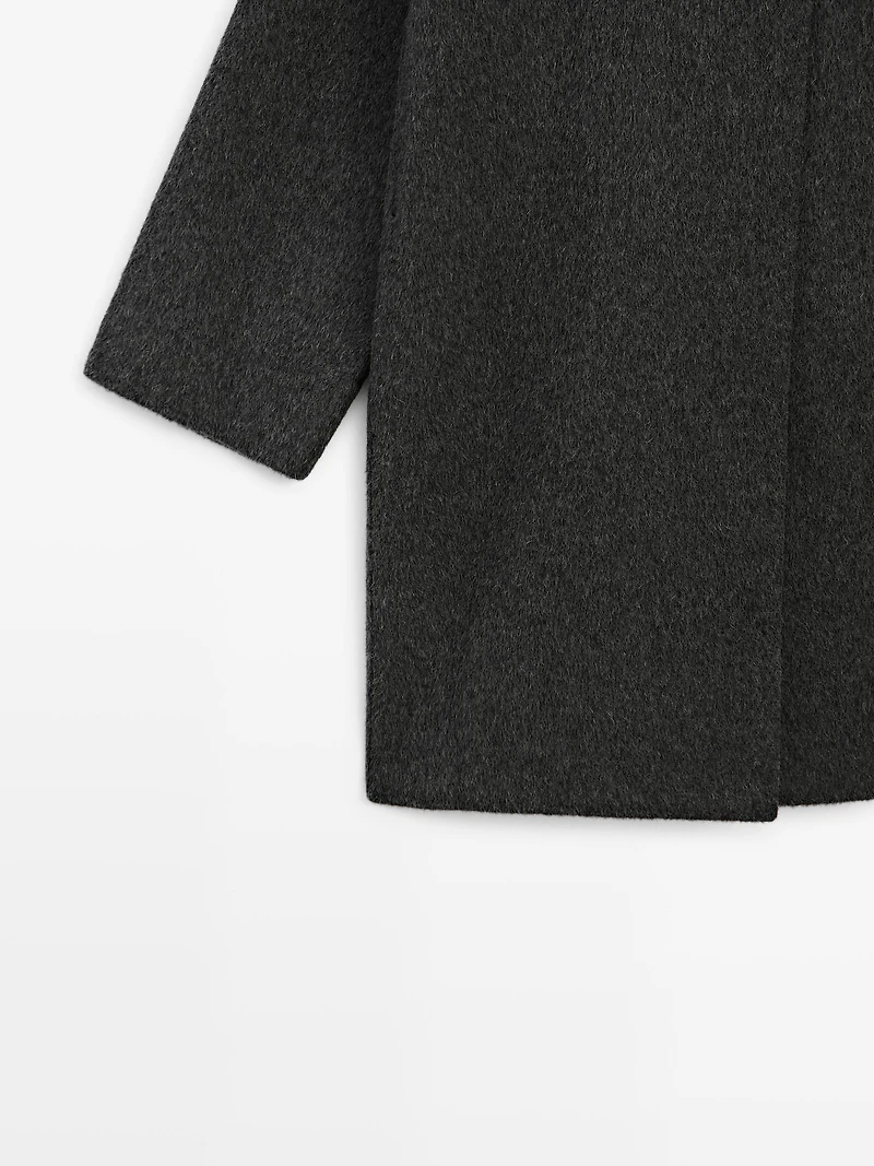 Manteau cape à col montant en laine mélangée