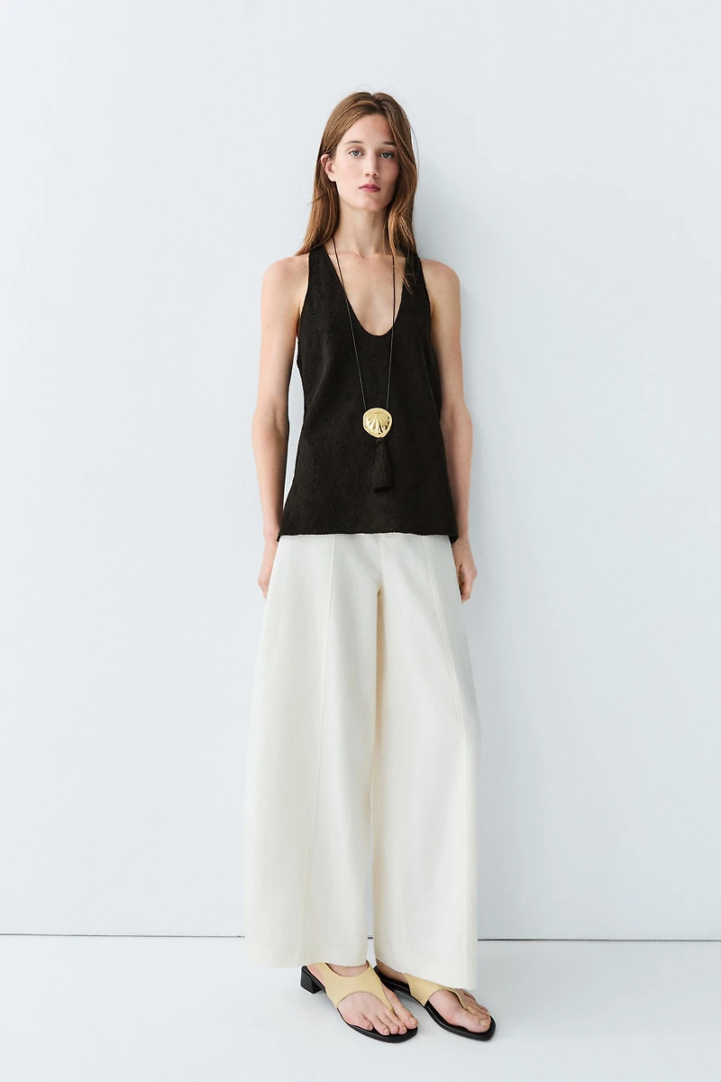 Flowing top with embroidery