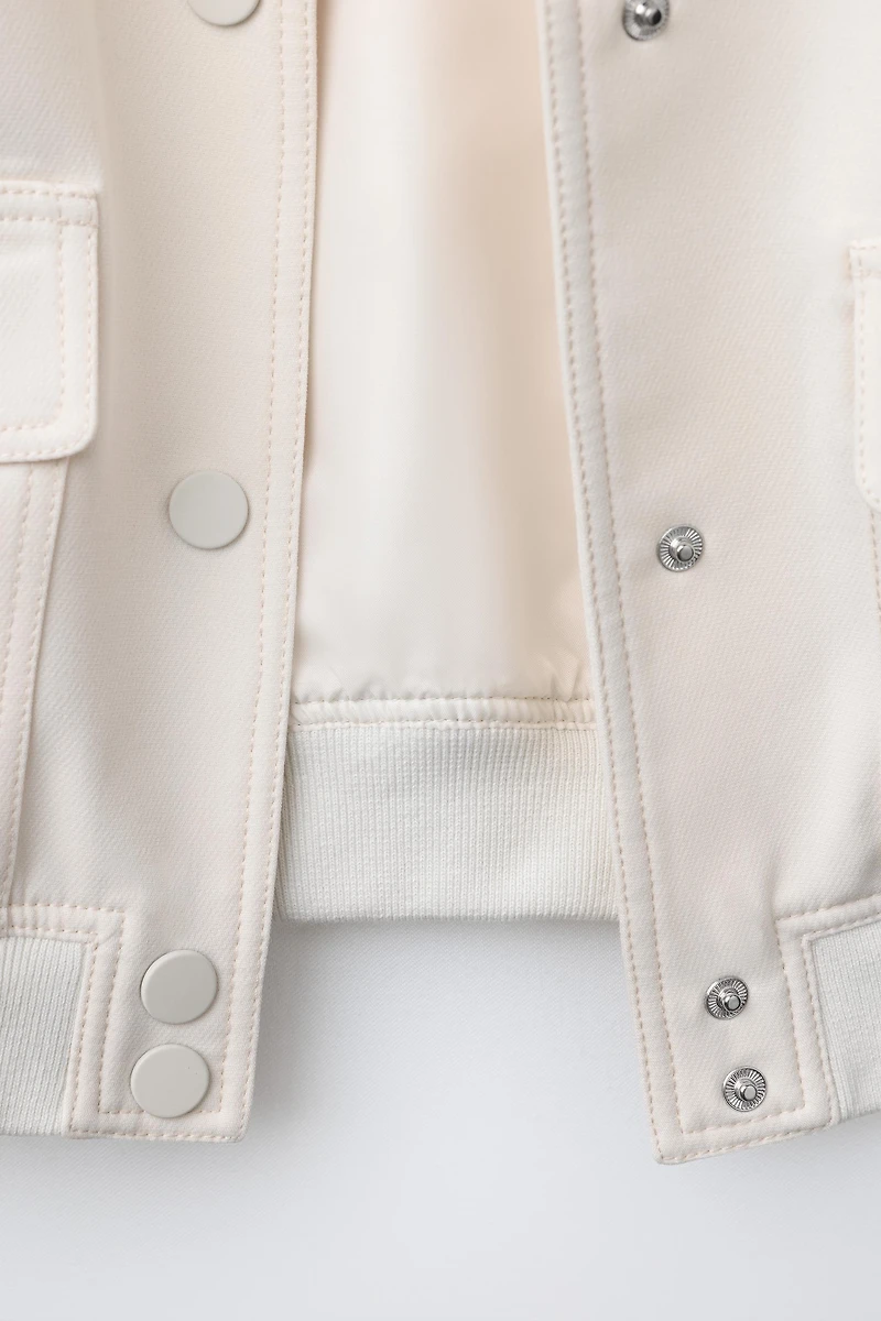SHOULDER PAD CROPPED BOMBER JACKET