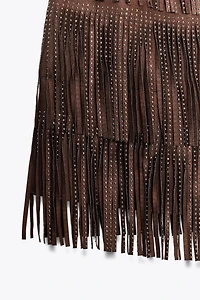 JUPE À FRANGES EFFET DAIM BRILLANT