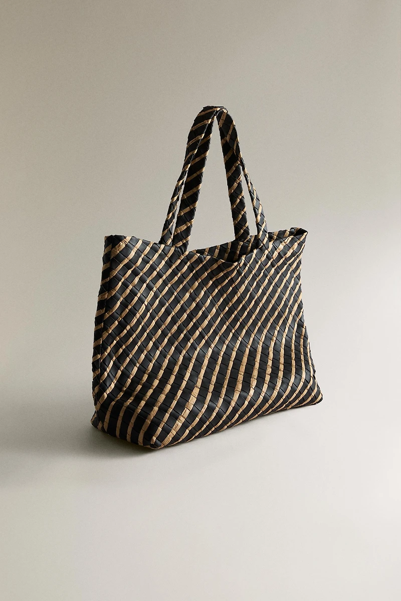 BRAIDED LEATHER TOTE BAG