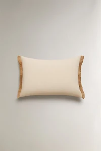 FRINGED JUTE THROW PILLOW COVER
