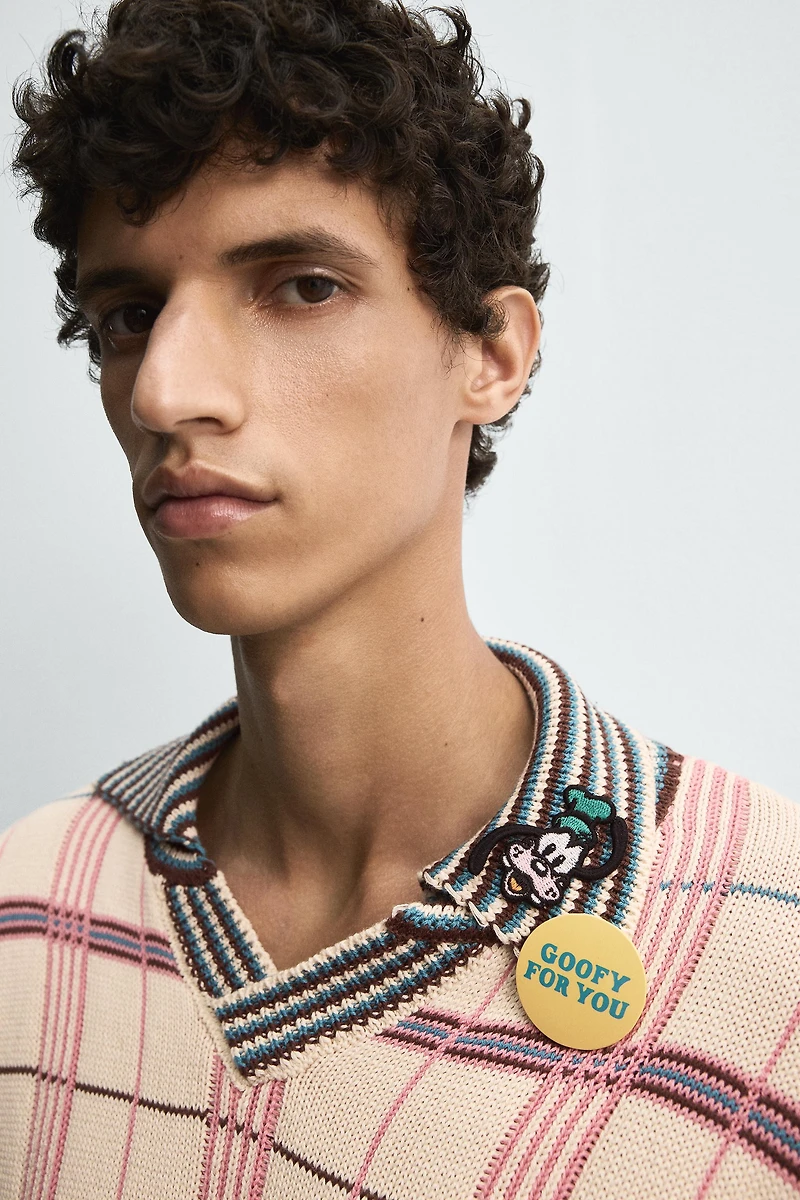 CHECK JACQUARD KNIT POLO SHIRT HARRY LAMBERT FOR ZARA X DISNEY