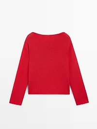 Cotton and linen knit sweater with pocket detail