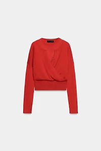 DOUBLE LAYER KNIT CARDIGAN SWEATER
