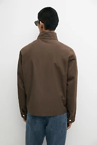 Cotton blend high-neck jacket