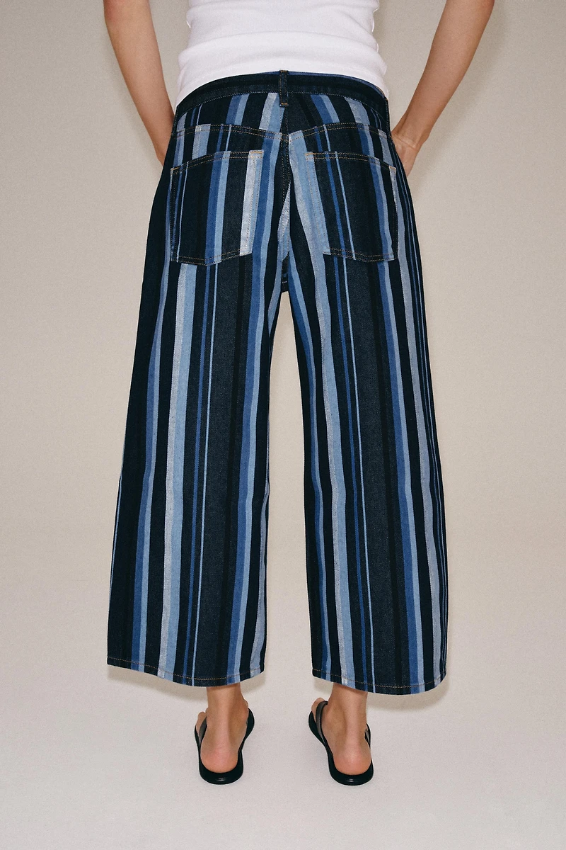 ZW COLLECTION MID-RISE STRIPED CULOTTE JEANS