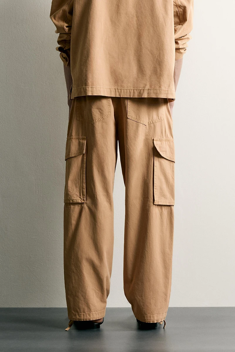 WASHED RELAXED FIT CARGO PANTS