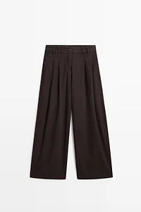 Pleated barrel fit jeans