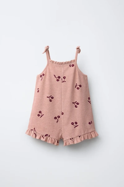 CHERRY TERRY CLOTH SHORT JUMPSUIT
