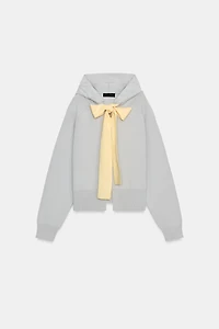 HOODED TIE KNIT JACKET