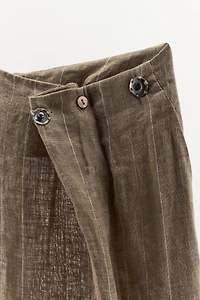STRIPED LINEN BAGGY PANTS