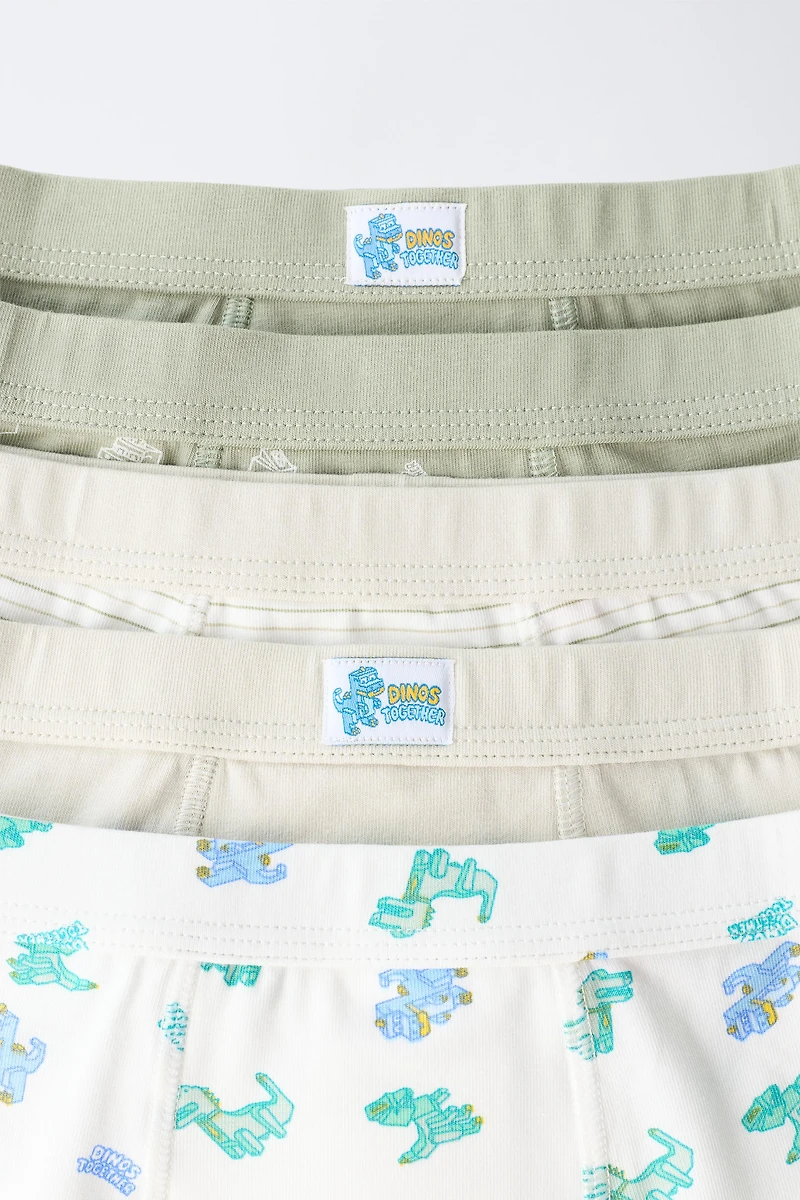 2-6 YEARS / FIVE-PACK OF DINOSAUR BOXERS