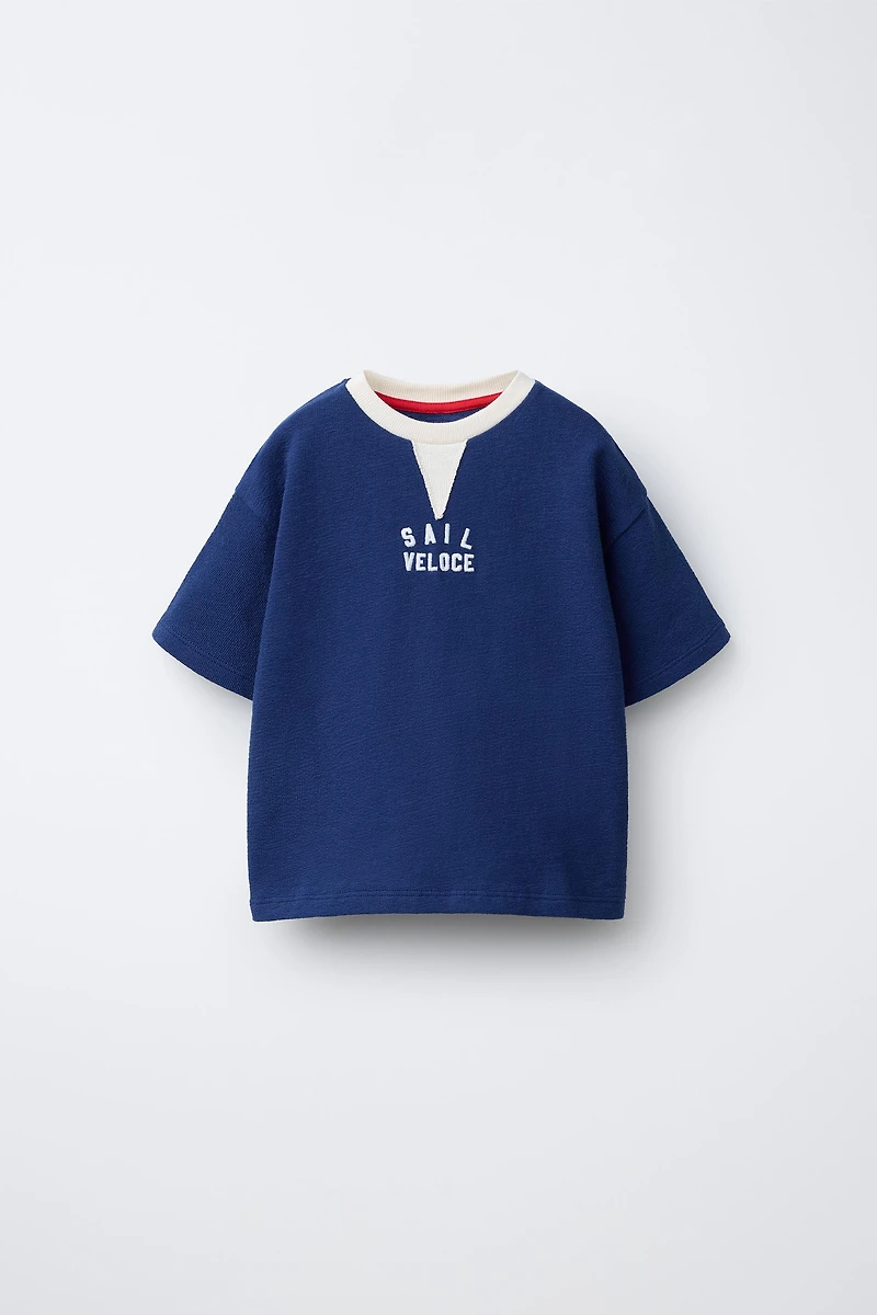 EMBROIDERED TEXT T-SHIRT
