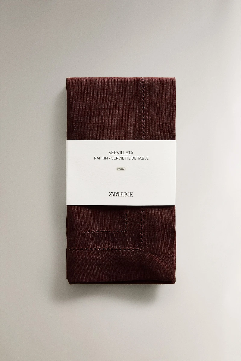 SET OF HEMSTITCHED COTTON NAPKINS (SET 2)