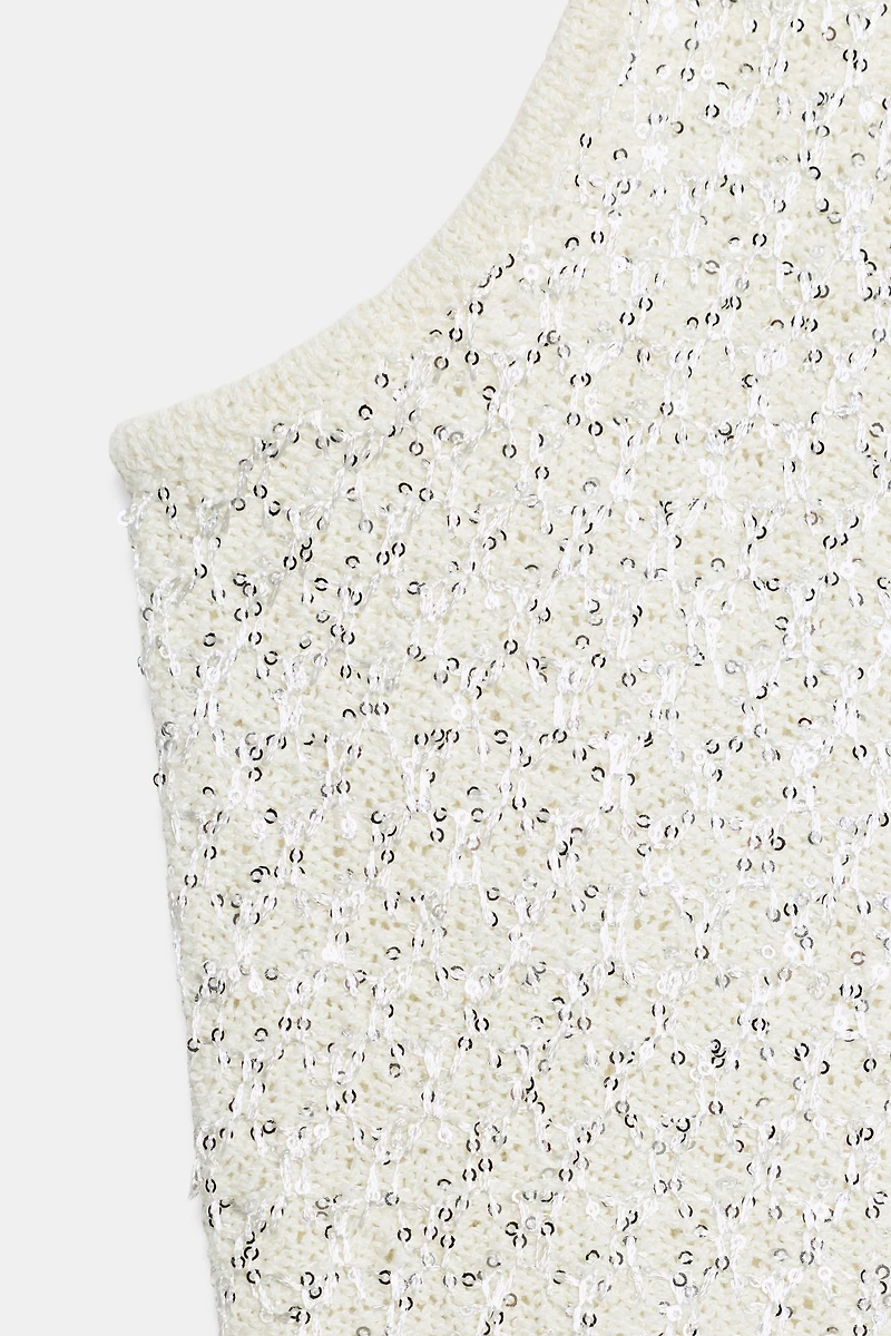 TOP EN MAILLE PAILLETTES ET FIL MÉTALLISÉ
