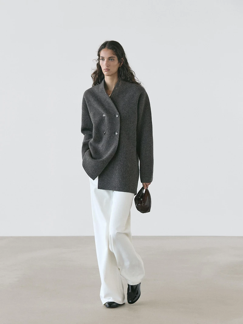 Manteau mi-long double boutonnage en laine