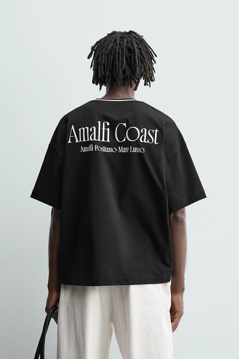 RAISED PRINT TEXT T-SHIRT