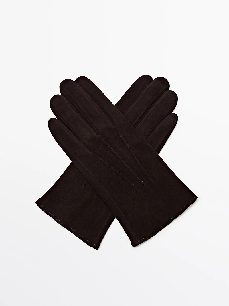 Suede leather gloves