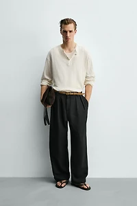 COTTON - LINEN HENLEY T-SHIRT