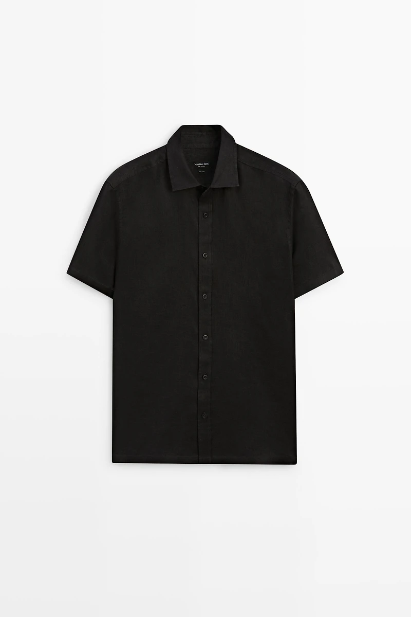 Regular fit 100% linen short sleeve shirt