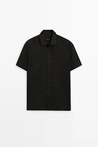 Regular fit 100% linen short sleeve shirt