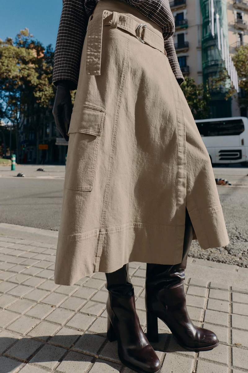 CARGO MIDI SKIRT WITH BELT