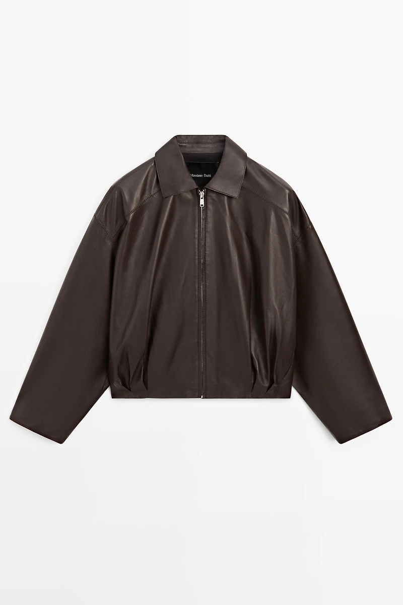 Pleated nappa leather jacket
