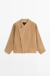 Double-breasted suede jacket