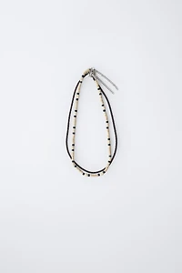 PACK OF TWO BRAIDED ROPE AND WOOD BEAD NECKLACES