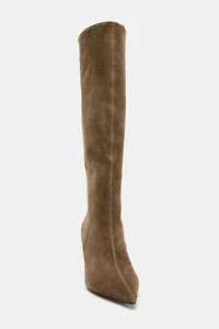 SPLIT LEATHER STILETTO HEEL BOOTS