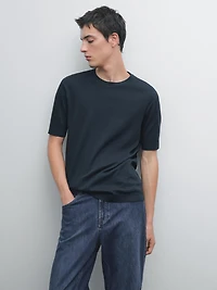T-shirt finition bord-côte 100 % coton