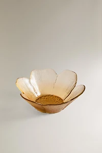 GLASS BOWL WITH RAISED FLORAL DESIGN