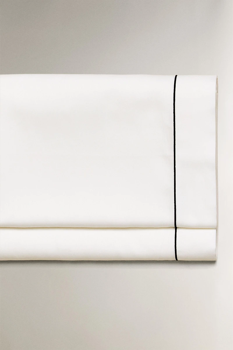 SATEEN FLAT SHEET WITH EMBROIDERED EDGE
