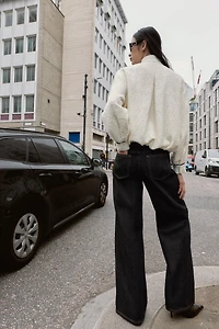 CONTRAST PIPING TEXTURED BOMBER JACKET