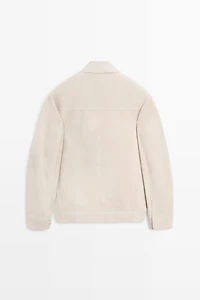 Veste à col en cuir finition daim