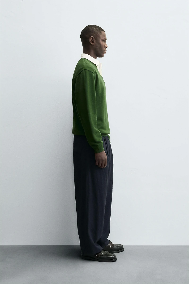 CONTRAST COLLAR POLO SWEATSHIRT